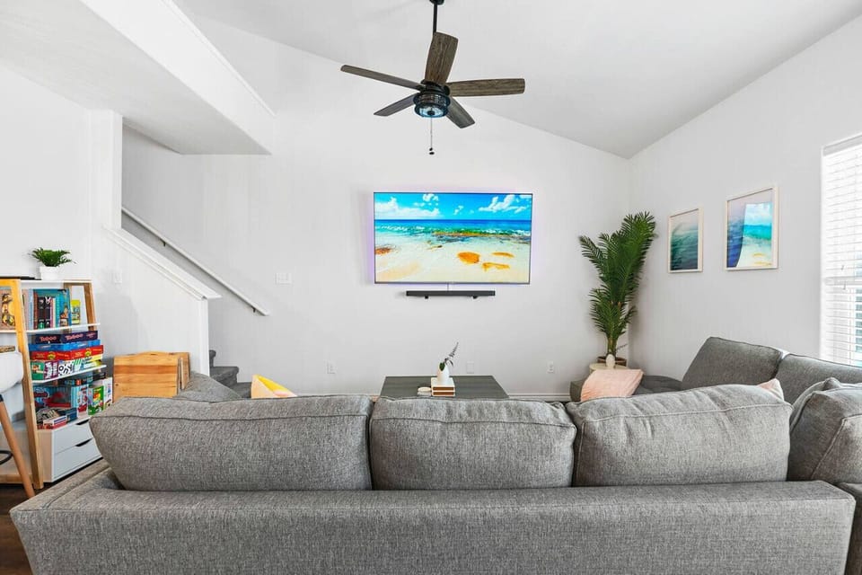 Oversized 75` 4K TV with JBL sound bar makes for an awesome movie night!