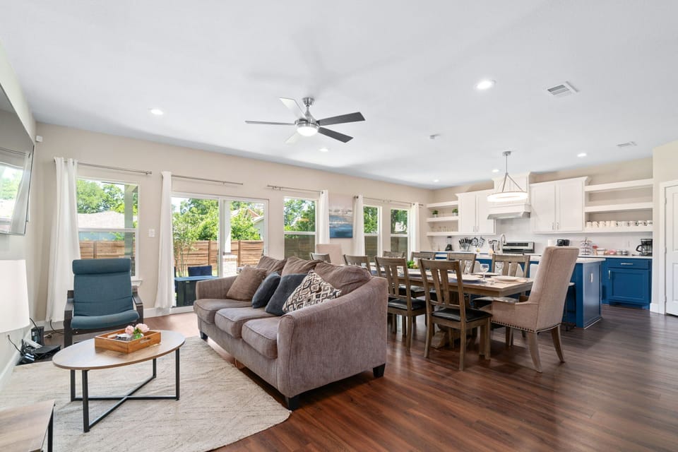 Kick back and relax in this comfy living room that has a big HDTV! 