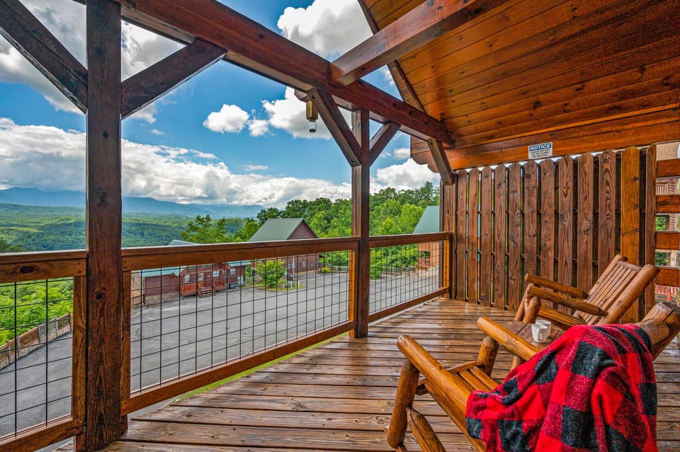 Rockers on second floor deck to enjoy the mountain views