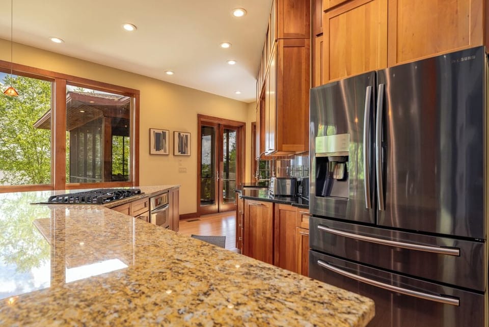 Kitchen with french door refrigerator