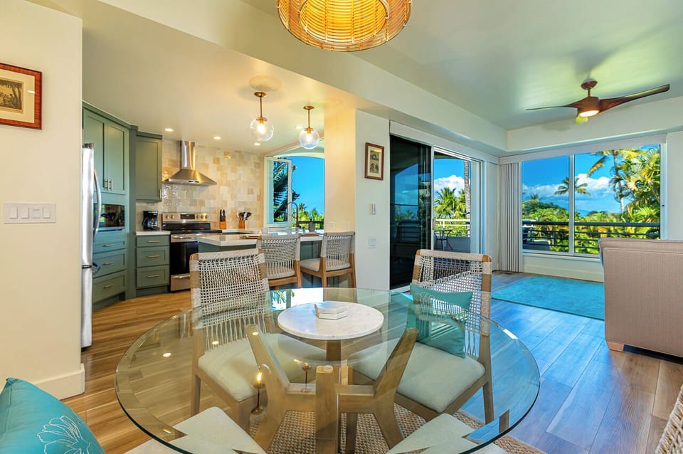 Enjoy the tropical view from the interior of the condo