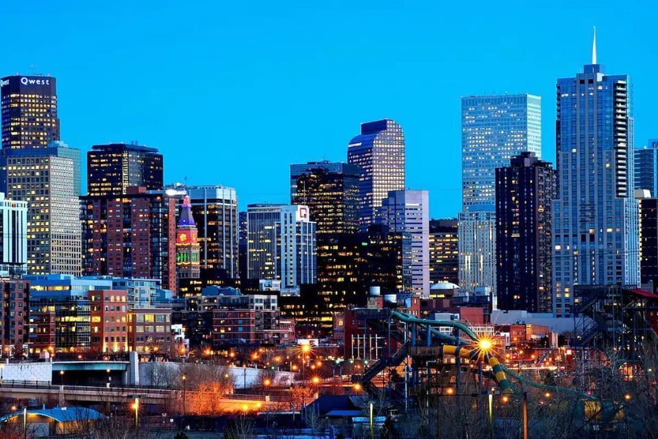 The Denver skyline. Downtown Denver is 8 minutes away by car.