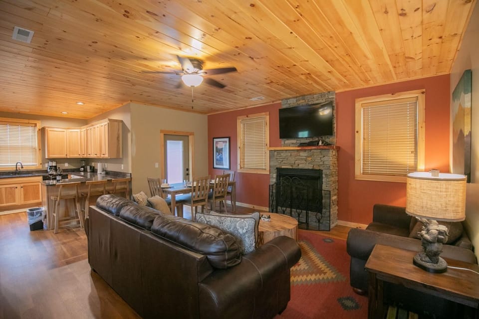 Main living area, kitchen and living room.