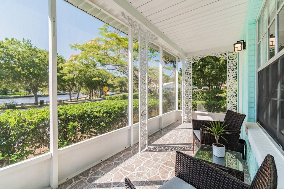 Have coffee or tea in this amazing patio area