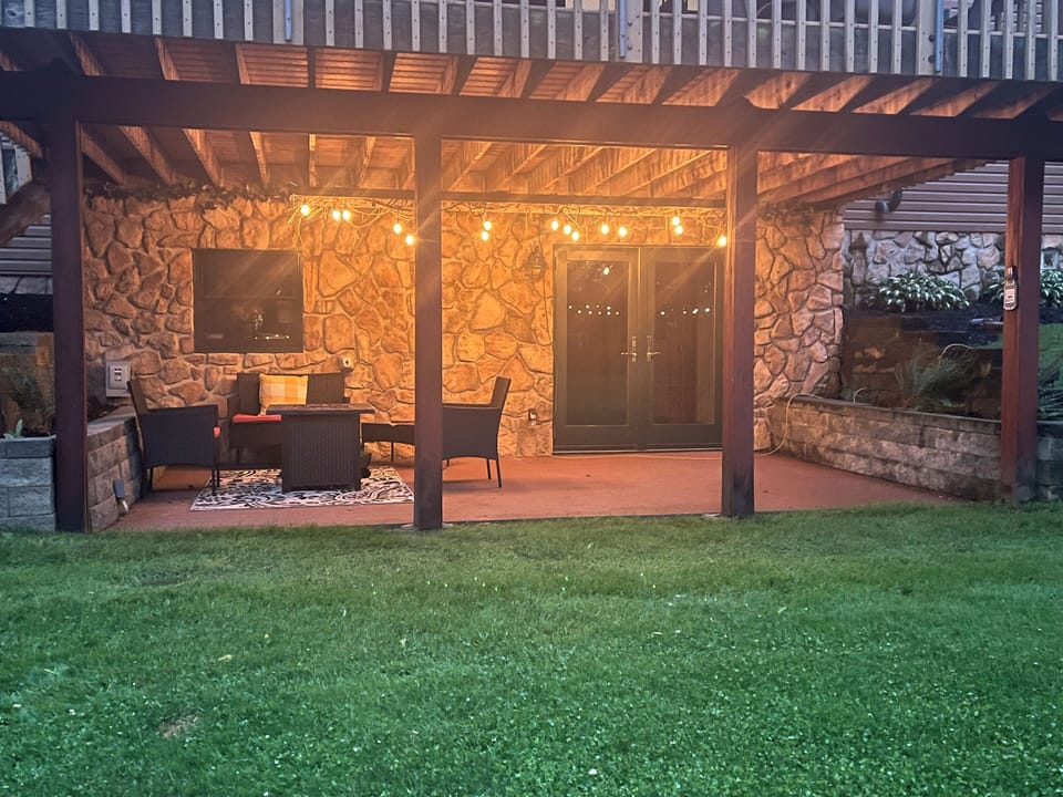 Enjoy a summer night on our lower patio complete with a fire table!