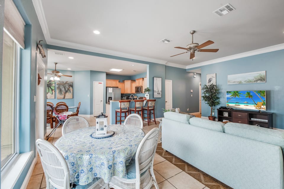 Open Living, Dining and Kitchen