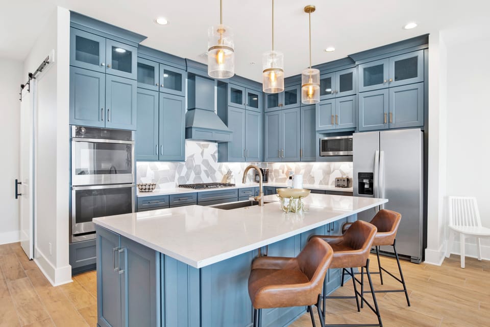 Fantastic views from the kitchen and the large island provides additional seating