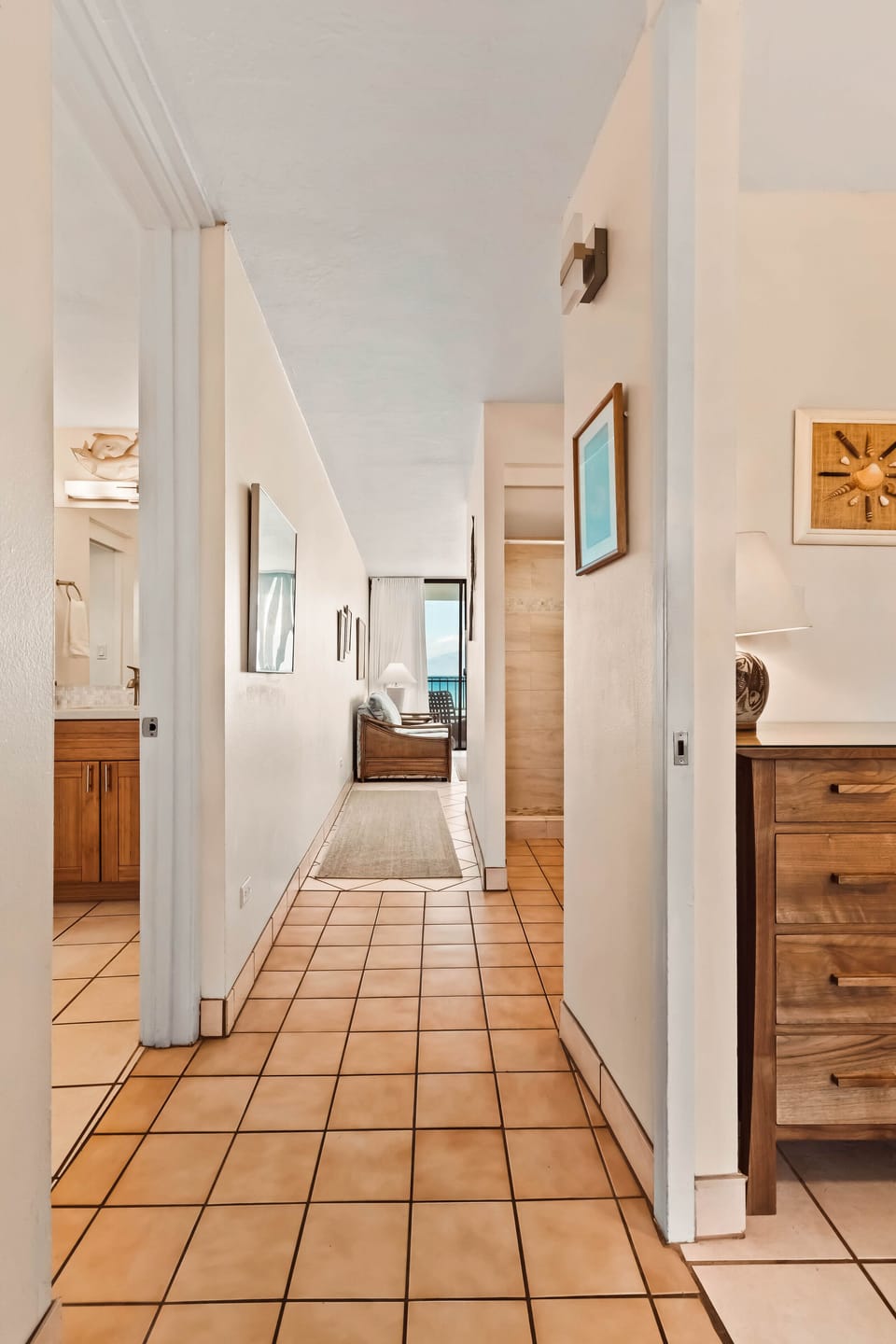 Tile flooring throughout the condo