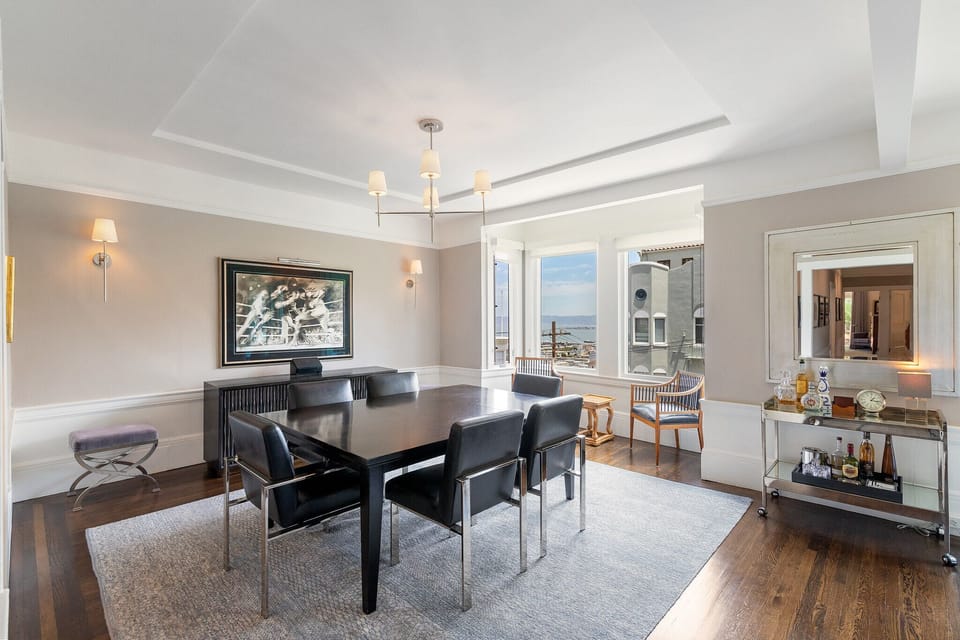 Formal Dining Area features views of the Bay. 