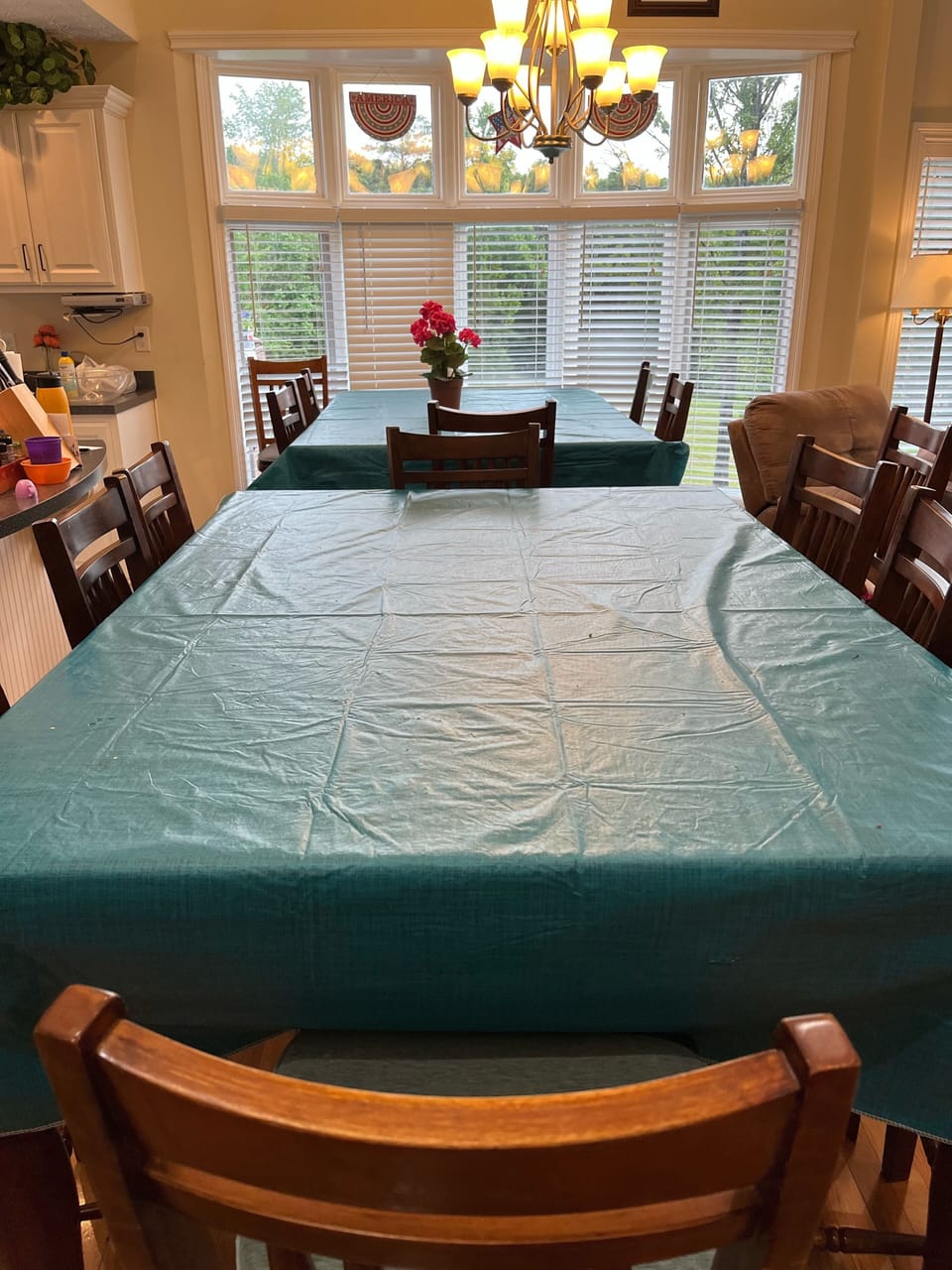 Dining area two tables 8 chairs each