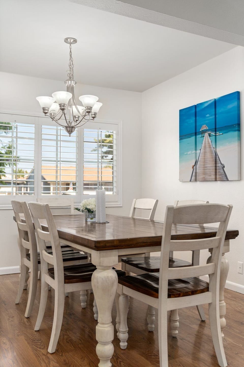 Elegant dining table with plenty of natural light