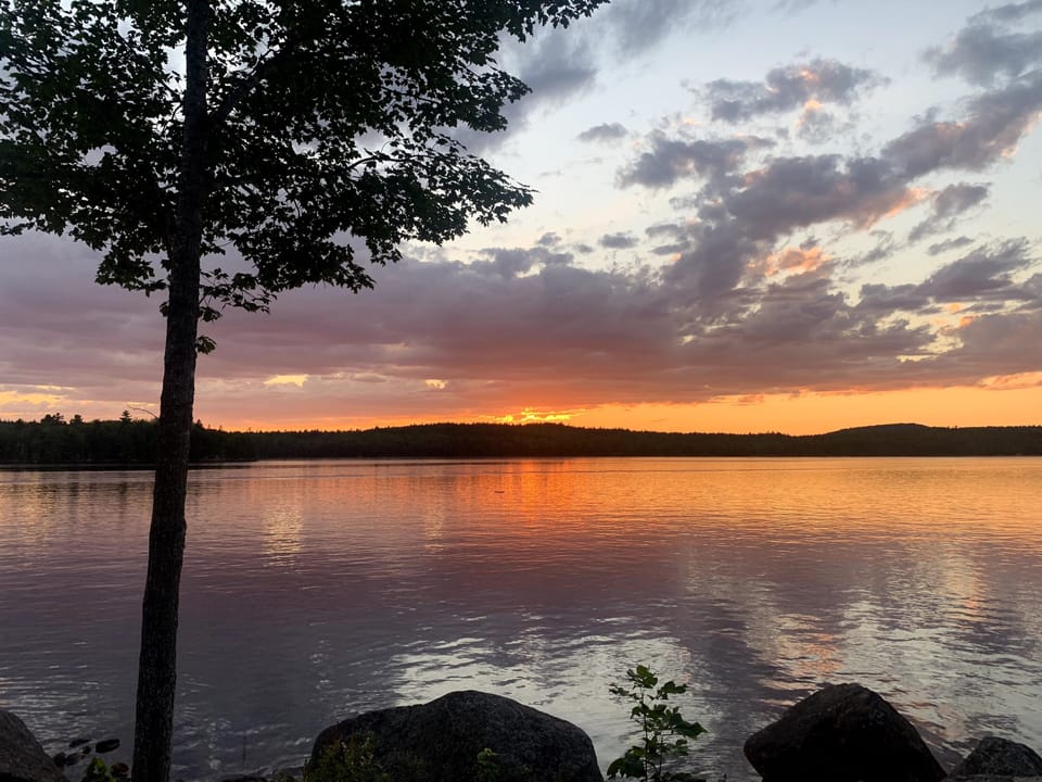 View of sunset from waterfront.