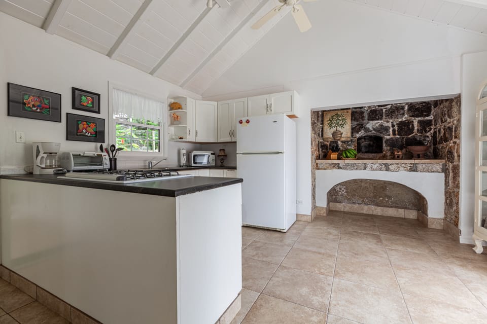 Kitchen with 100 plus year old rock oven.