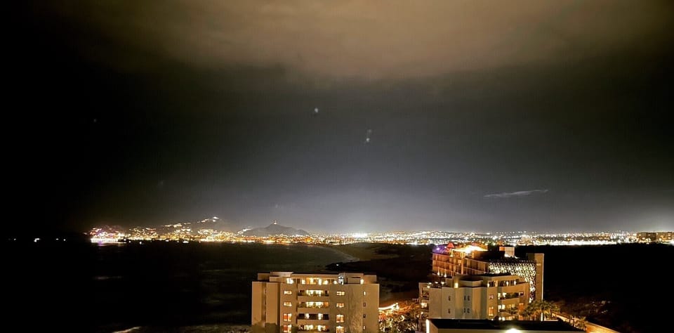 City lights from balcony