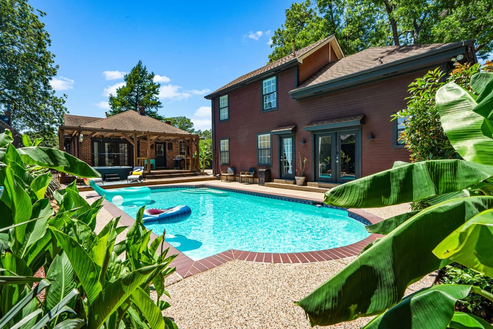 The guest house (the 2-story house on the right) is where you'll be staying!