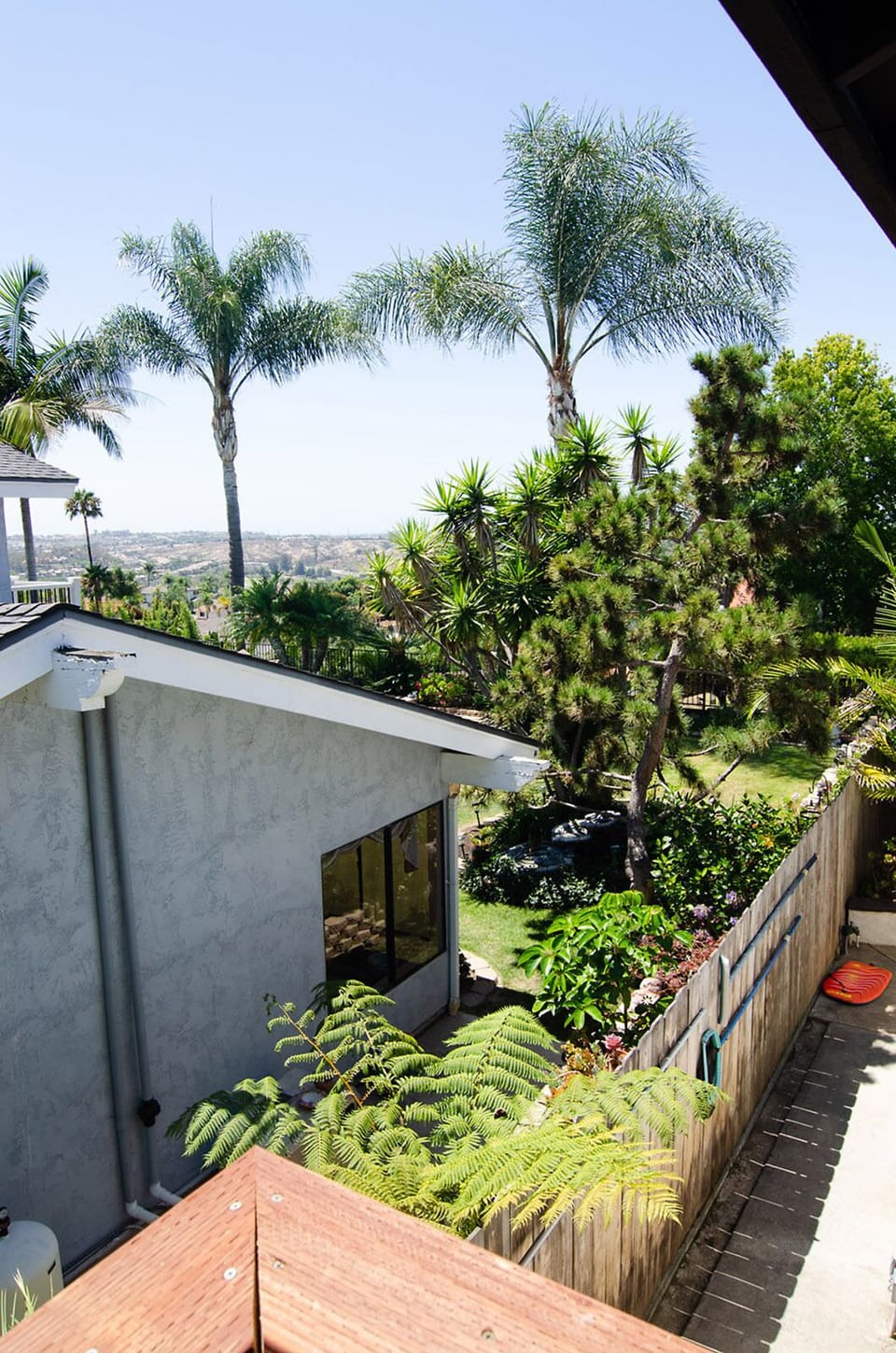 This is your view from the top of the stairs looking west towards the beach.