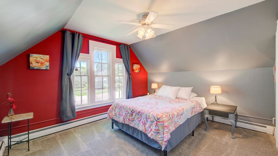 The Fireflower Bedroom offers a comfortable queen bed, great wall art and dark black out curtains if you like to sleep in!