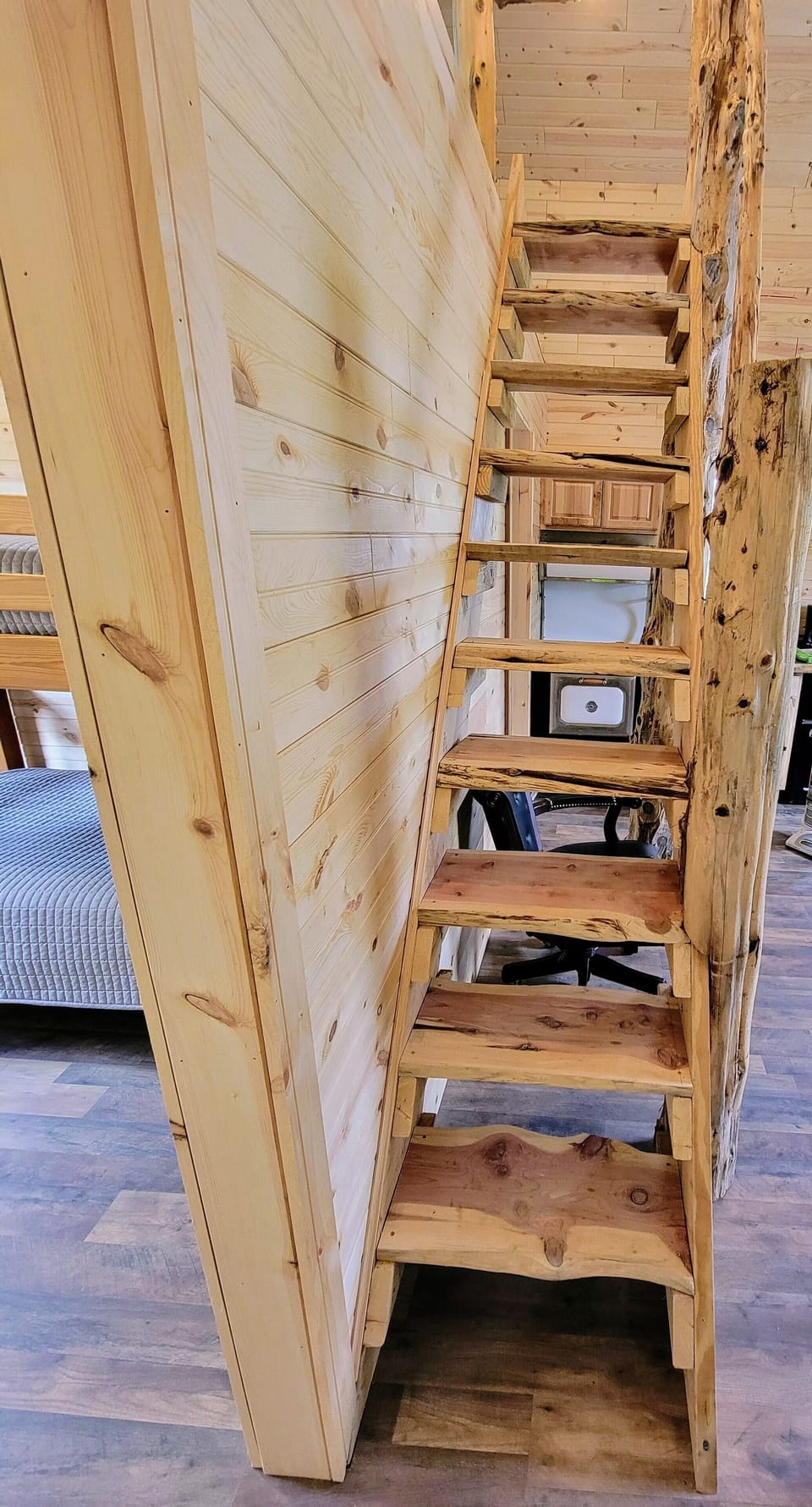 These stairs were crafted using cedar trees from this very farm.
