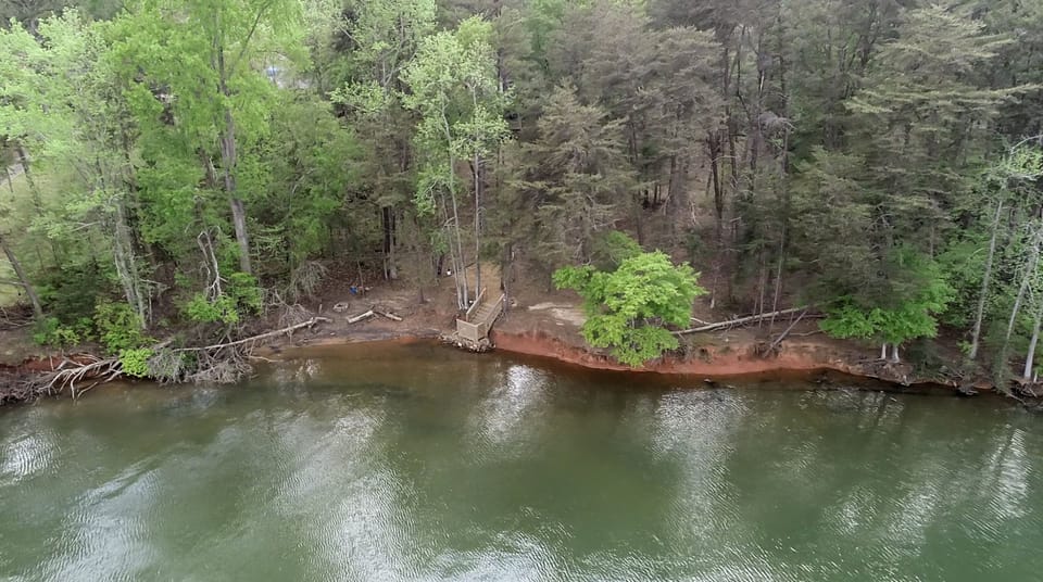 Drone shot of property shoreline.