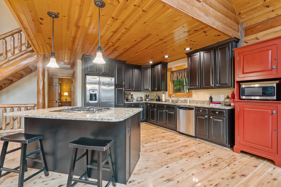 Bar stools on the cooking island