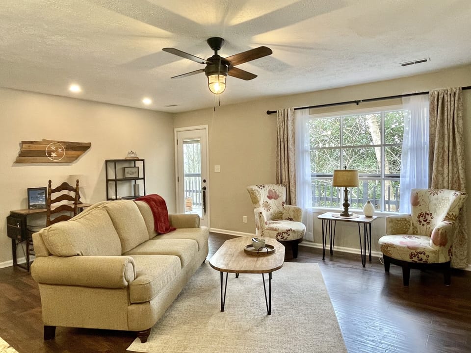 Fabulously open living spaces between the kitchen, living and dining areas. 