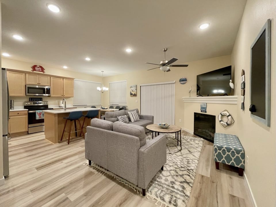 Open living, kitchen and dining concept