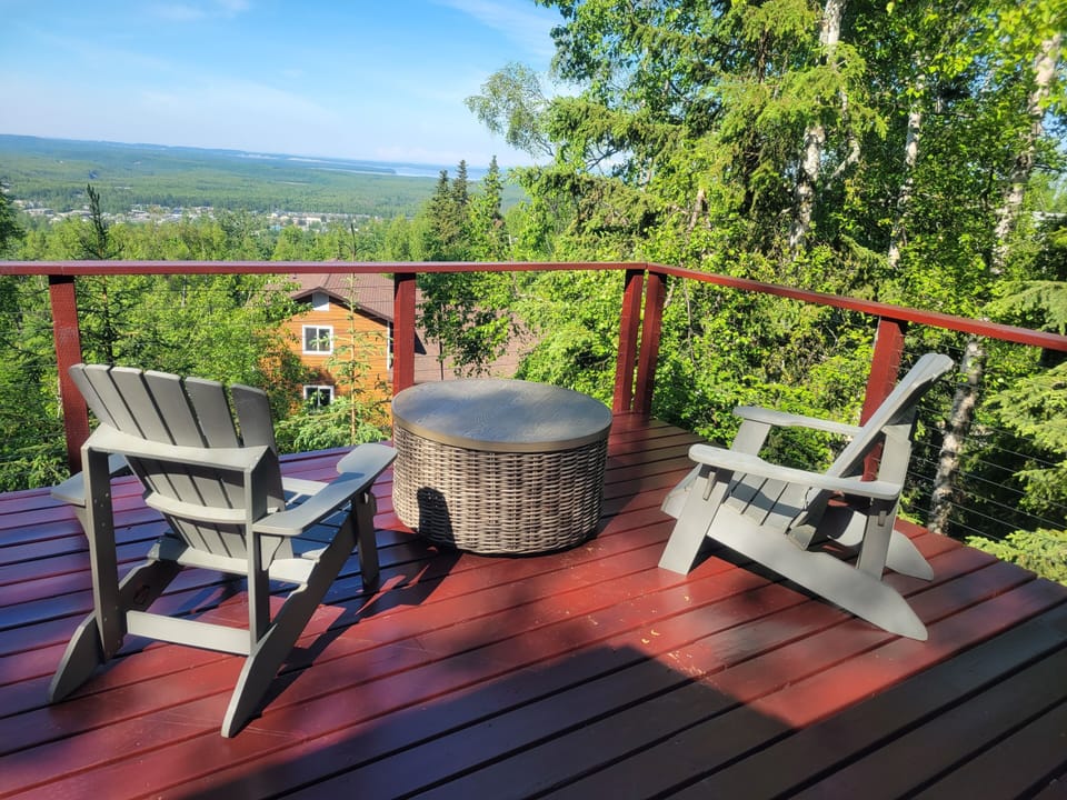 Adirondack chair seating area on the deck