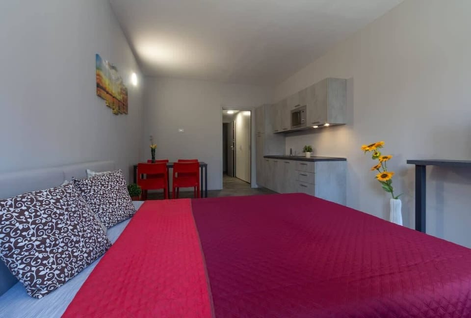 Double bed king size apartment  Girasole Affitti Brevi Italia near the historic center. Ideal for couples or business stays. Kitchenette equipped and furnished with every comfort. wifi free laundry including free parking nearby

