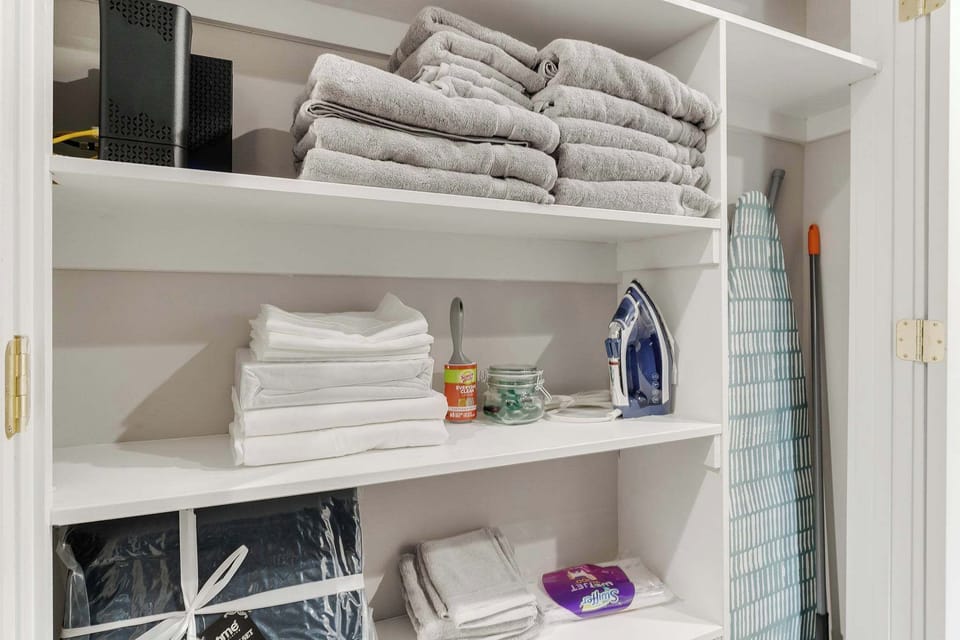 Lots of towels and laundry essentials