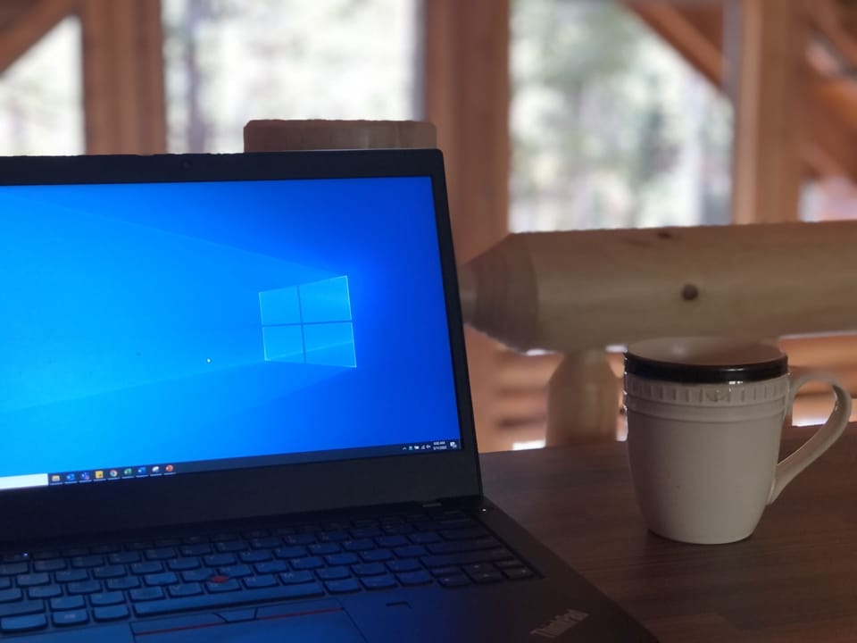 Soak in the view of the mountains while working remotely. 