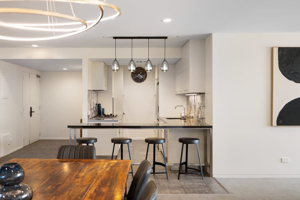 Entertainment lounge, with open flow dining area, kitchen and private spacious terrace.