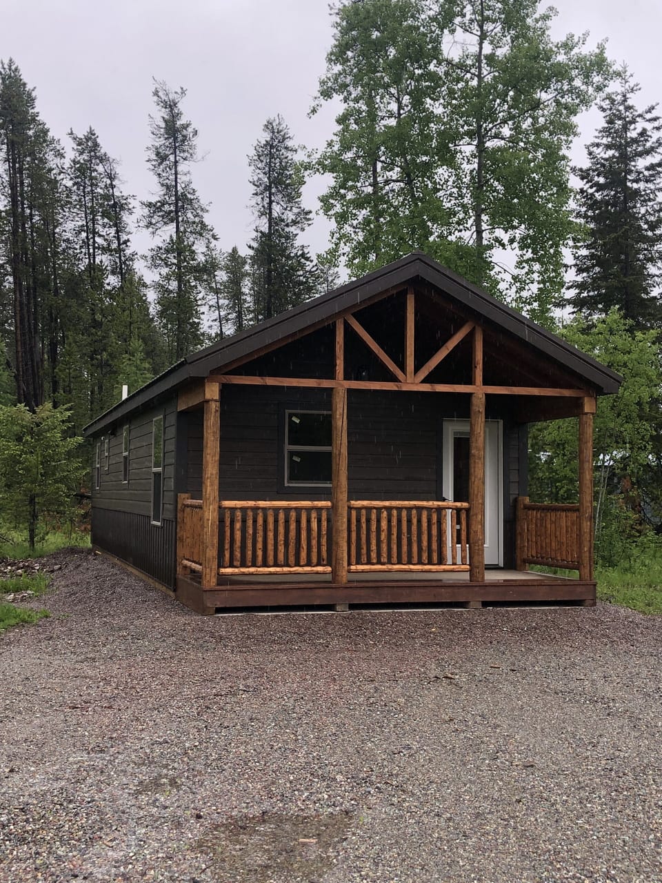 Cabin is located in wooded neighborhood on one acre.