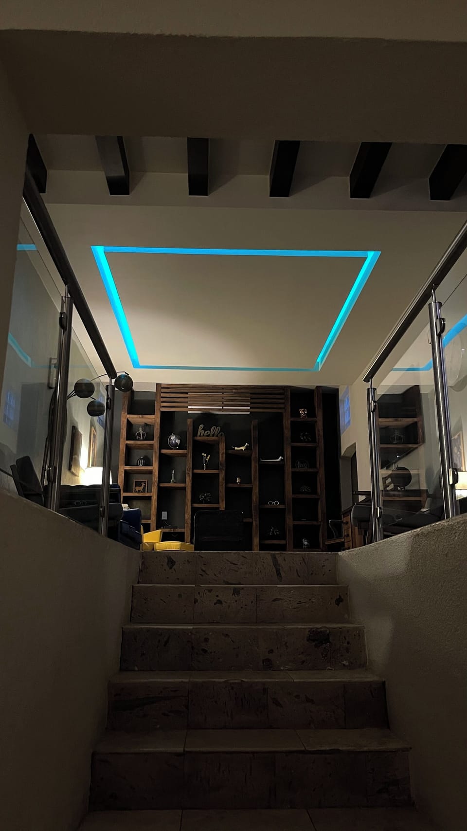 Stairs to living room & bedrooms