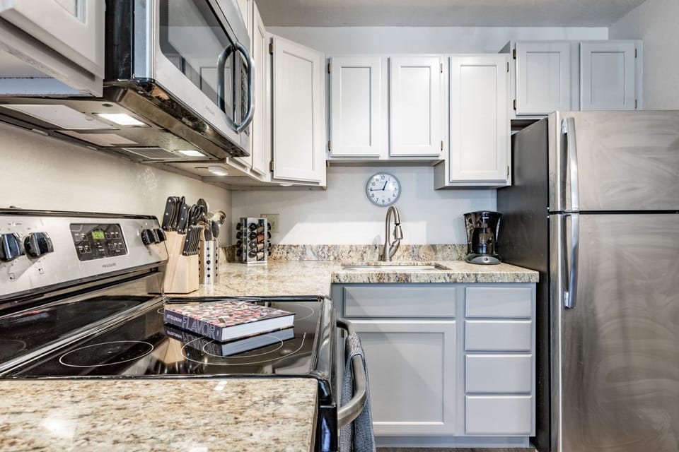 Fully stocked kitchen for all your cooking needs, including spices!