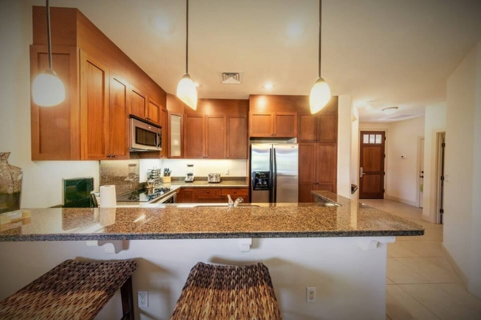 Seating for two at the kitchen island.