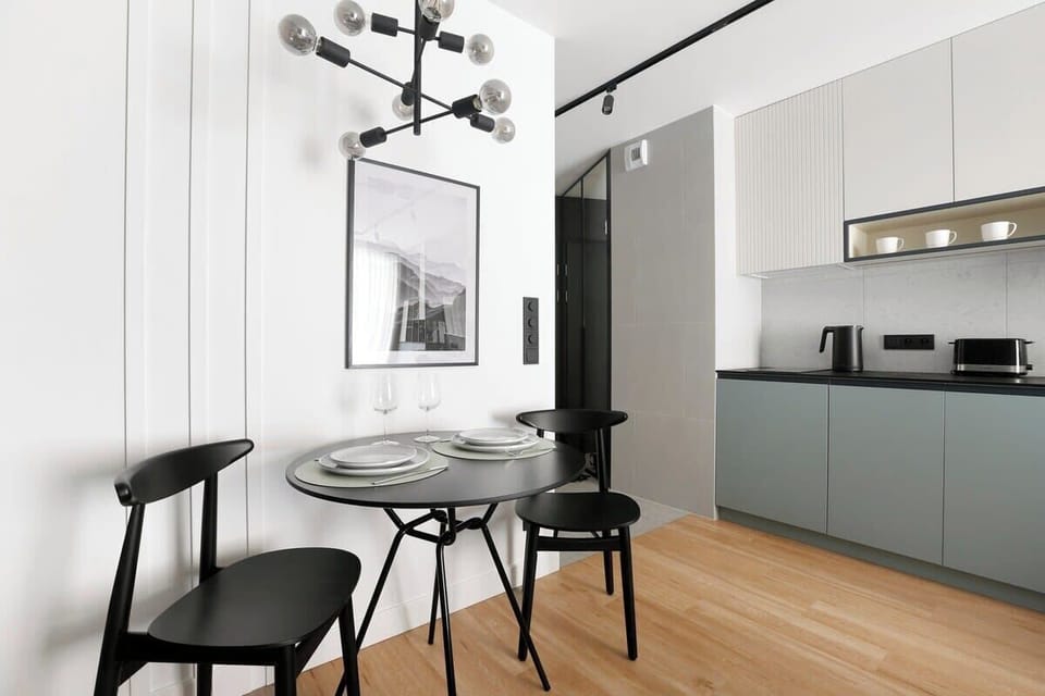 Dining table in the living room. 