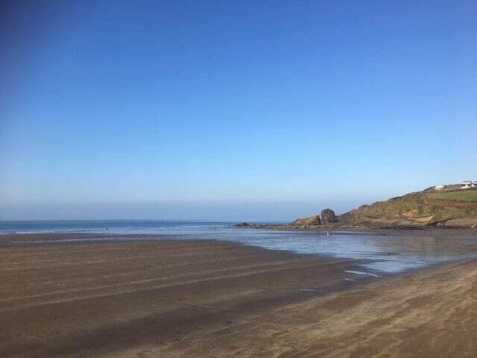 Broadhaven Beach, one of several huge sandy beaches within a short drive of the caravan