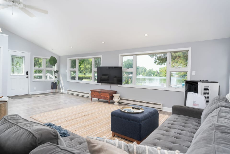 Front view of lake from living room.