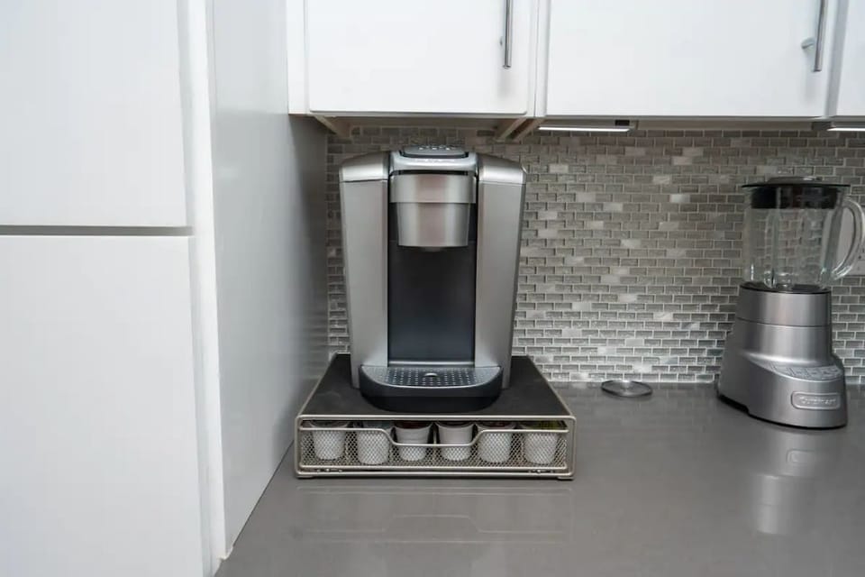 Keurig coffee maker with pods supplied.