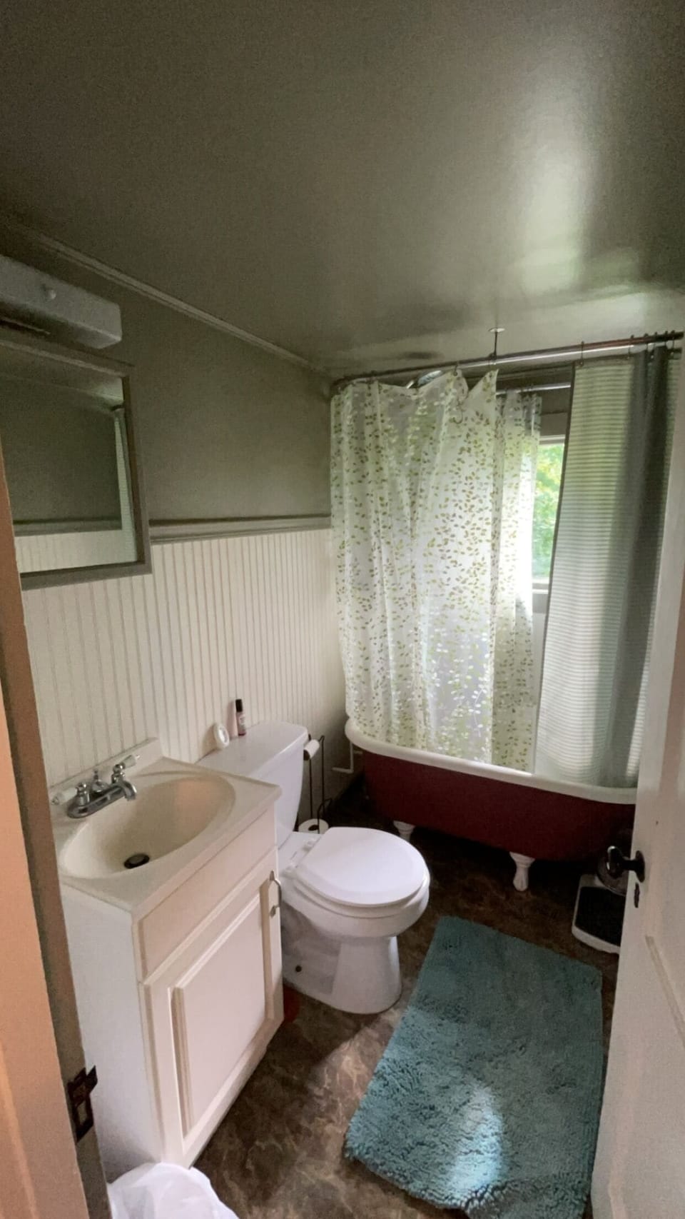 one full upstairs bathroom with clawfoot tub