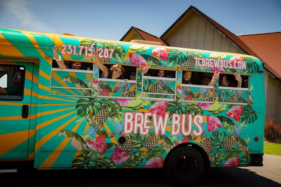 Colorful Brew Bus offering a fun local experience just minutes away.