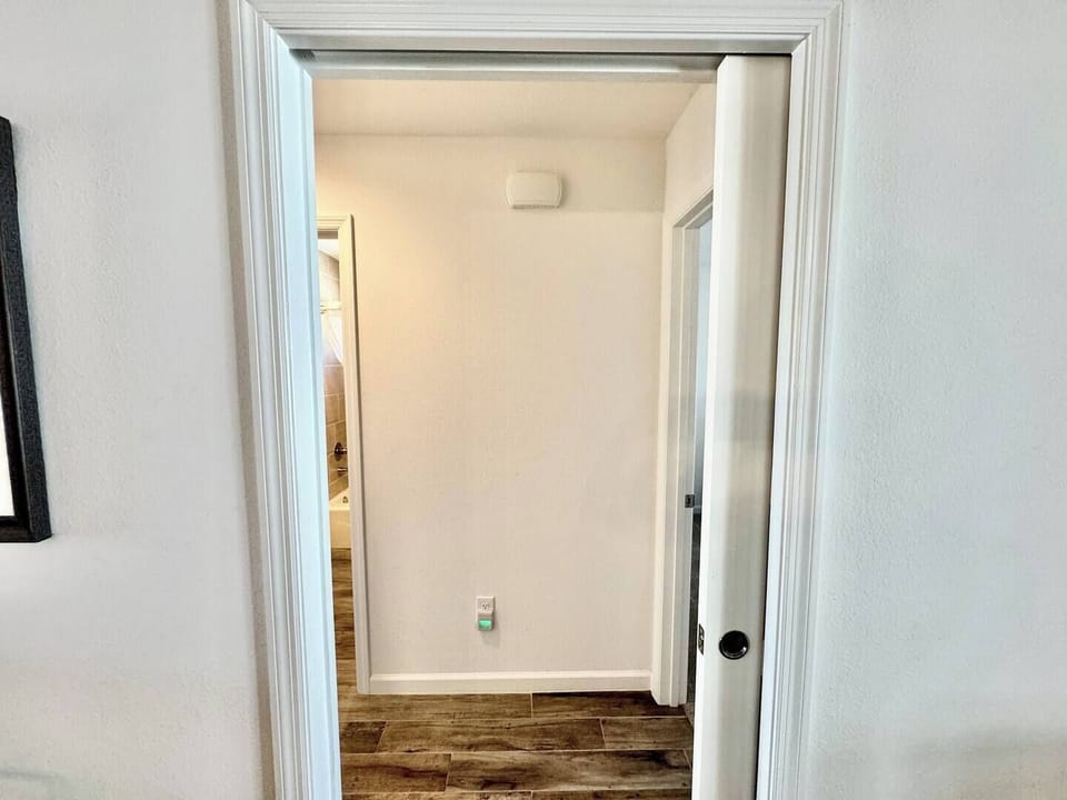 Guest Quarters Separated with a Pocket Door for Privacy and Sound Barrier.