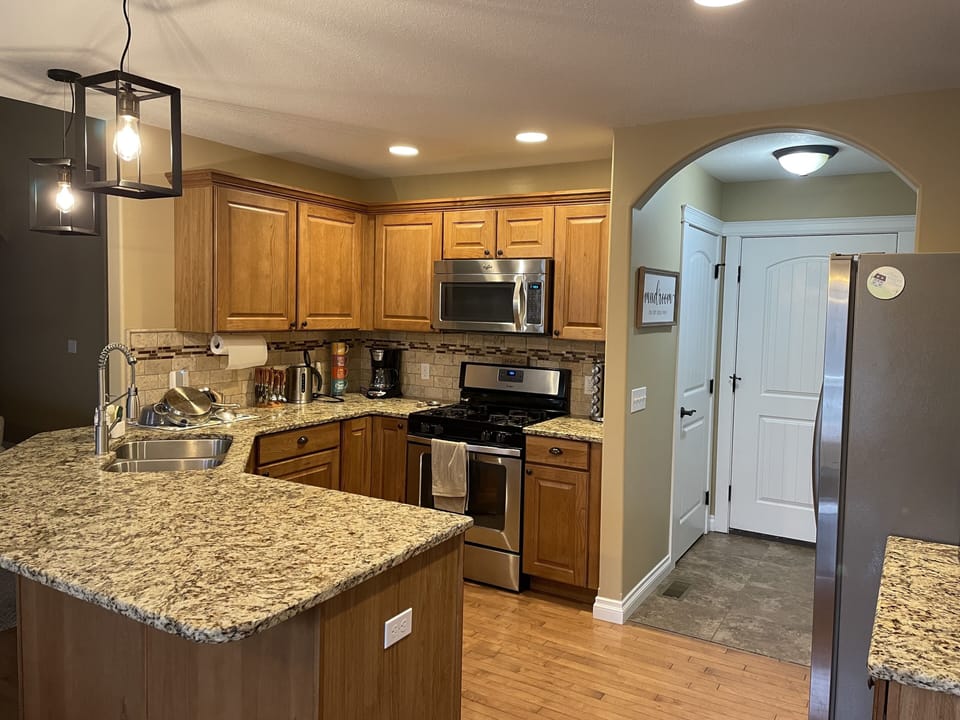 Our kitchen has everything you need for a comfortable stay