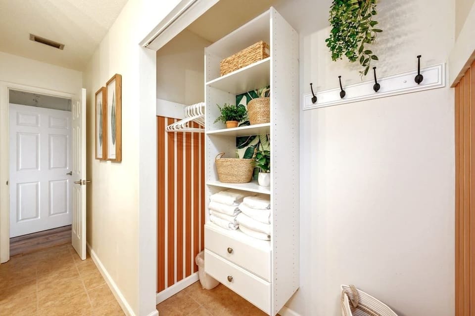 Enjoy additional closet space in the bathroom as well.