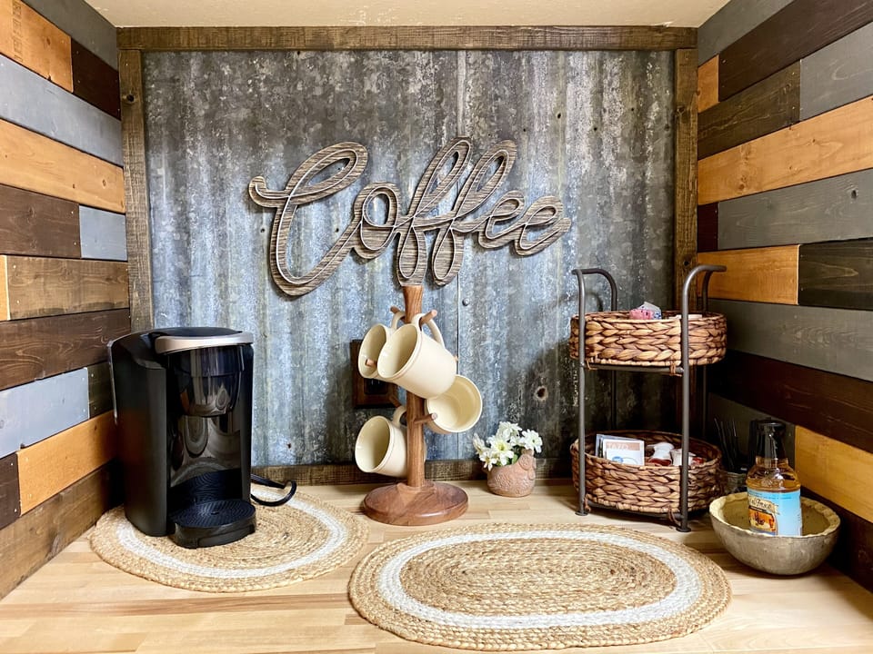 Fully stocked coffee bar