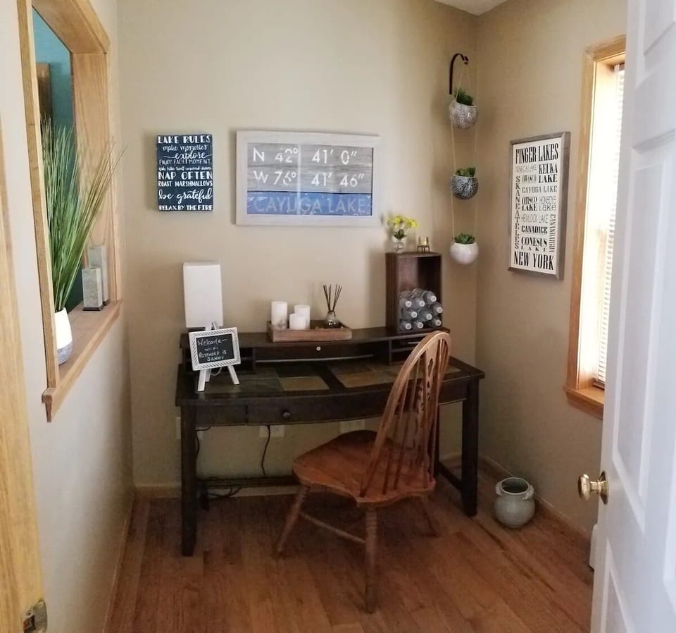 Office space, where guests can find information about the house and area.