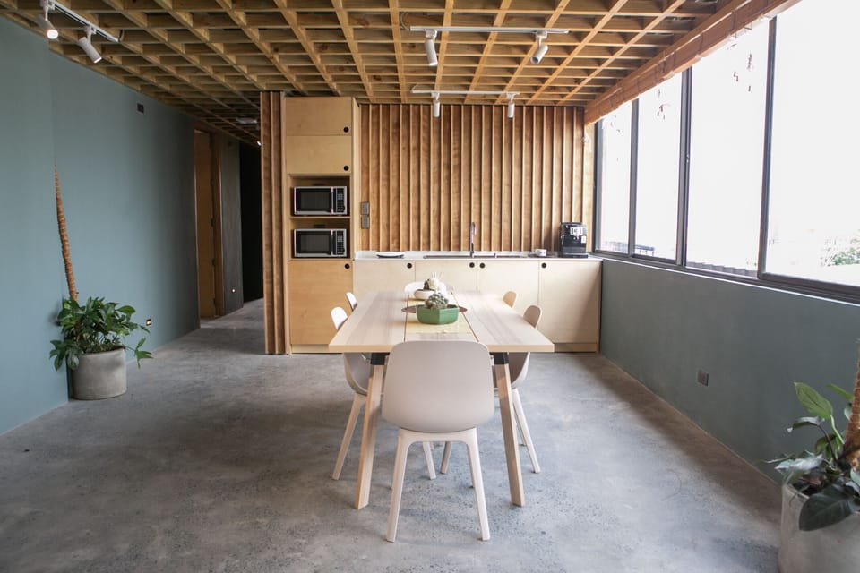 Photo of our airy and bright common pantry for guests.