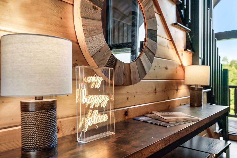Make our cabint your Happy place! Additional bar table seating for 4 more