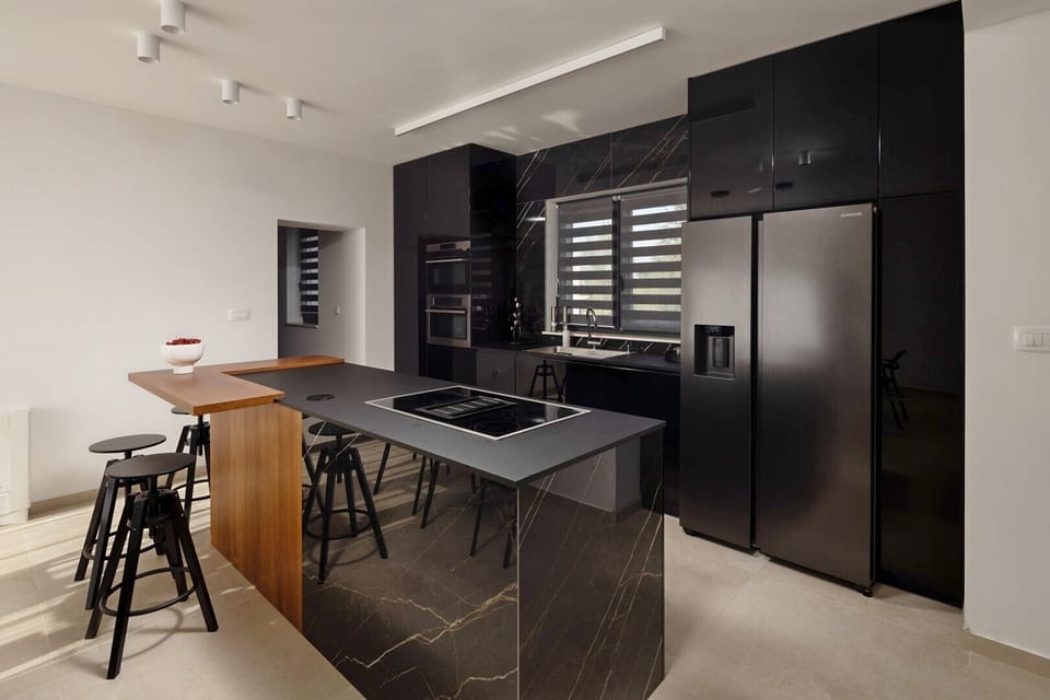 The kitchen is equipped with: a fridge with an ice maker, espresso coffee maker DeLonghi, microwave, oven...and more