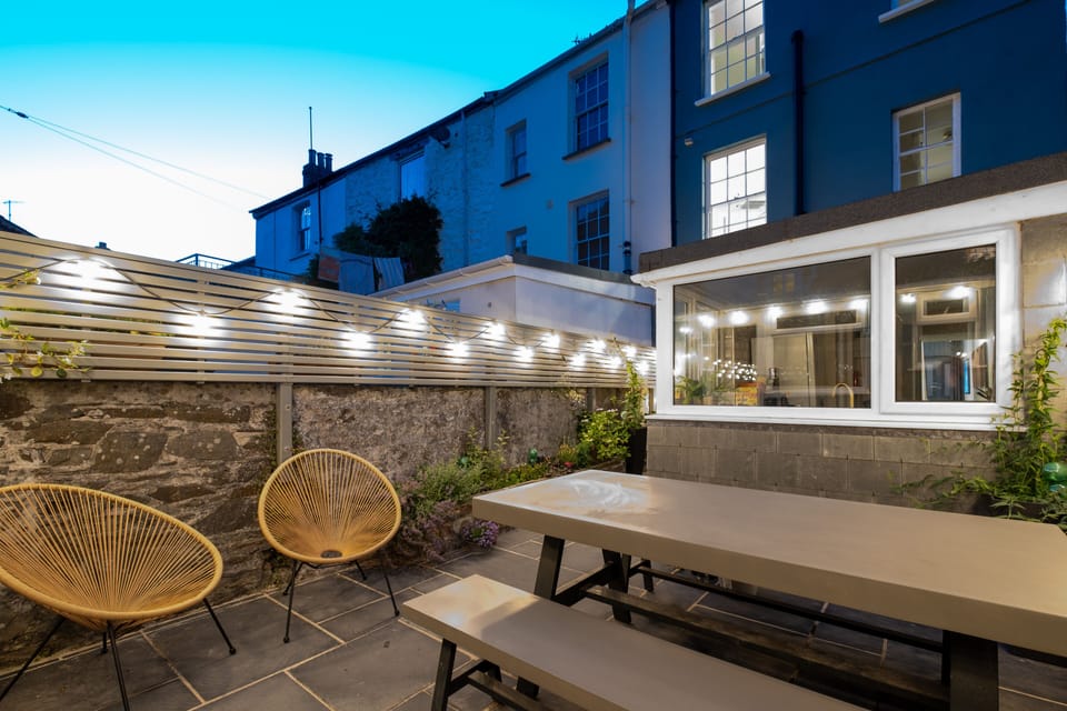 Dining for six in our courtyard garden